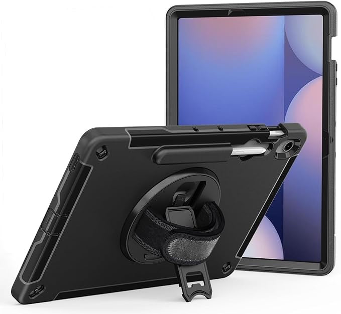 USP Rugged Samsung Galaxy Tab S10 FE+ (13.1') Case Black -  Built-in-Kickstand, Adjustable Hand Strap, Pen Holder, DropProof, 3 Year Warranty