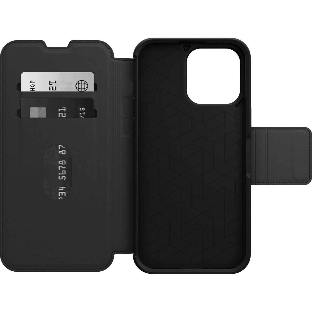 OtterBox Strada Apple iPhone 14 Pro Max Case Black - (77-88571), DROP+ 3X Military Standard, Leather Folio Cover, Soft Touch, 7 Years Warranty