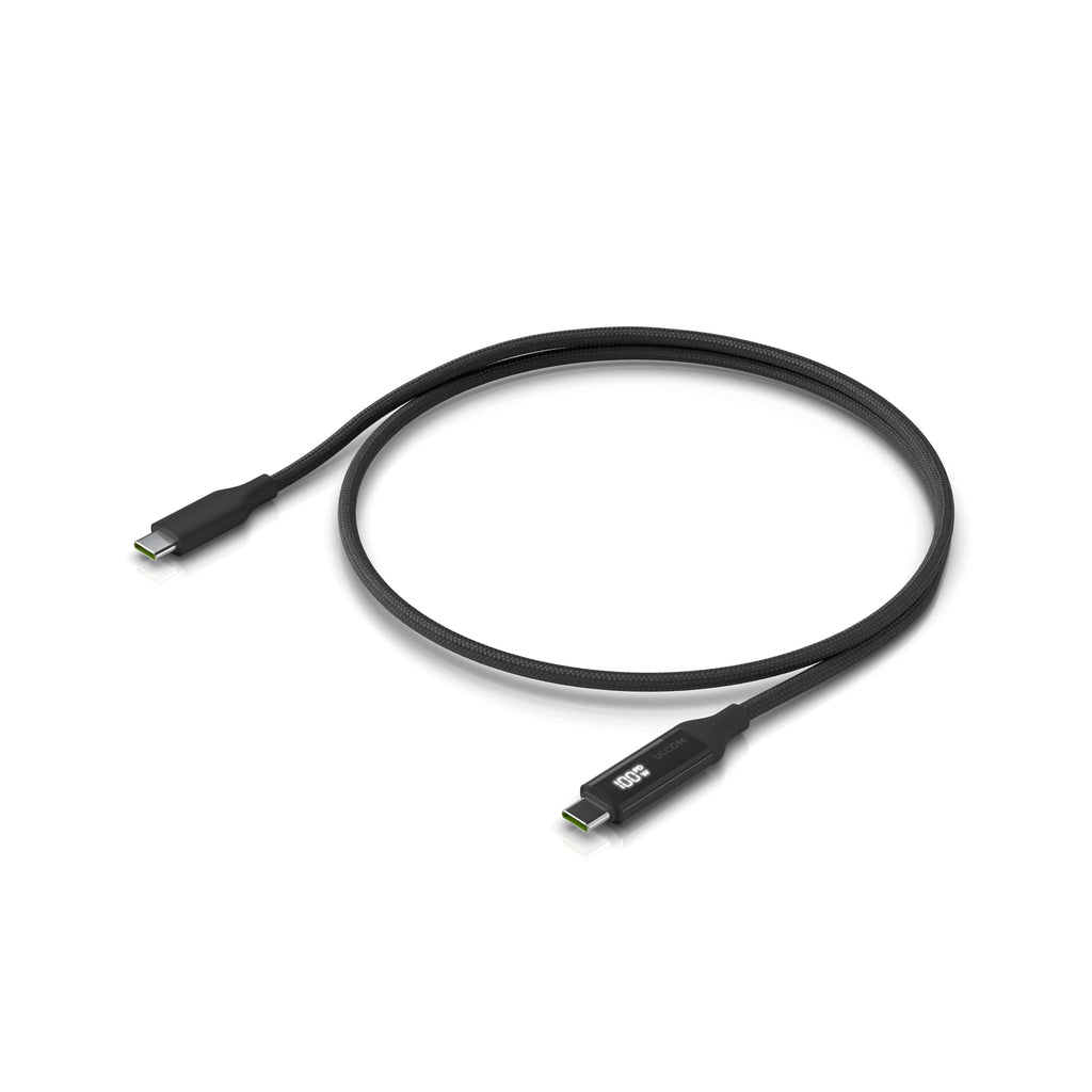 Ubiquiti USB-C Cable with Charge Display,Length 1M, Black, Braided Power & Data Cable With A Double-sided Charge Display,100W Max Power Output