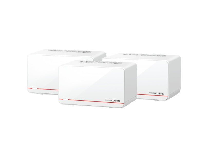 Mercusys Halo H37BE(3-pack) BE6500 Whole Home Mesh Wi-Fi 7 System, 688 Mbps at 2.4 GHz, 5760 Mbps at 5 GHz, MLO, 4096-QAM, OFDMA, EHT160 on 5GHz