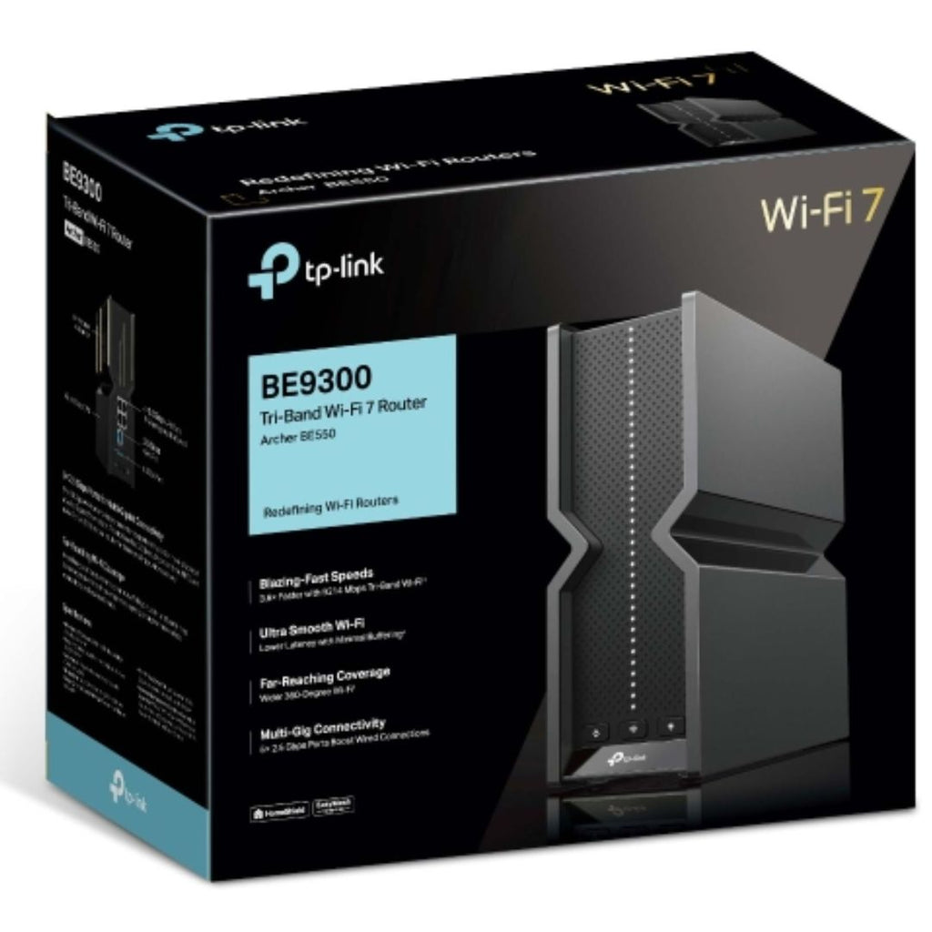 TP-Link Archer BE550 V2 BE9300 Wi-Fi 7 Tri-Band Router 688 Mbps at 2.4 GHz + 2880 Mbps at 5 GHz + 5760 Mbps at 6 , 6× Internal Antennas, 1.5 GHz