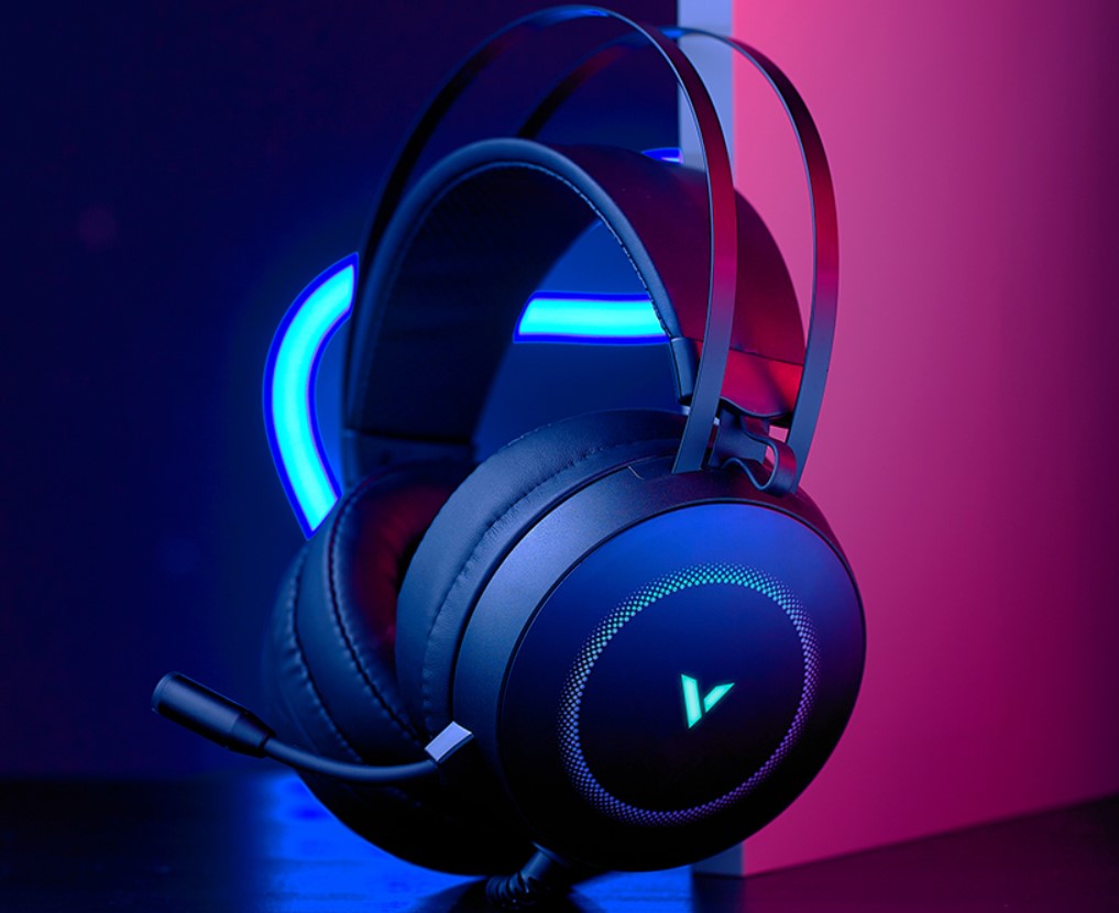 RAPOO VH160 Headset 7.1 Surround Sound Stereo Headphone USB Microphone Breathing RGB LED Lightweight, PC Gaming