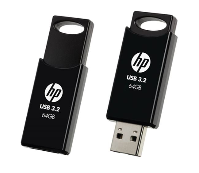 HP 64GB USB 3.2 Flash Drive Memory Stick Thump Key External Storage Capless Sliding Design for Windows/Mac (to bundle with HP/Lenovo >16GB/32GB)