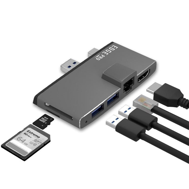mbeat®  Edge Pro Multifunction USB- C Hub for Microsoft Surface Pro 5/6  Metal Grey (HDMI, LAN, USB 3.0 Hub, (LS)