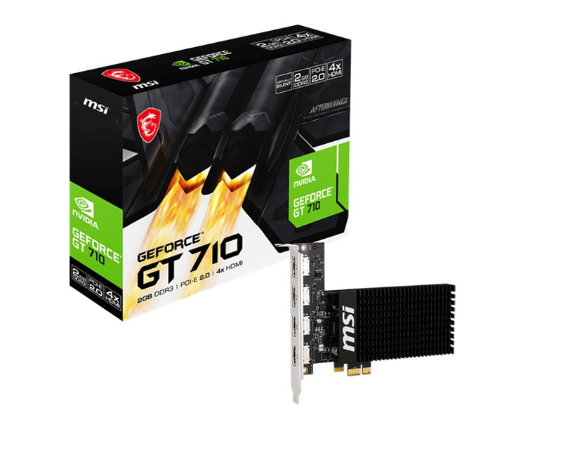 MSI nVidia Geforce GT 710 2GD3H 4HDMI VGA CARD 2GB DDR3 1600 MHz 4xHDMI PCIE2.0x1 954 MHz Core Clock (LS)