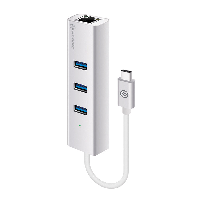 USB-C to Gigabit Ethernet & 3 Port USB Hub - Aluminium - Prime Series