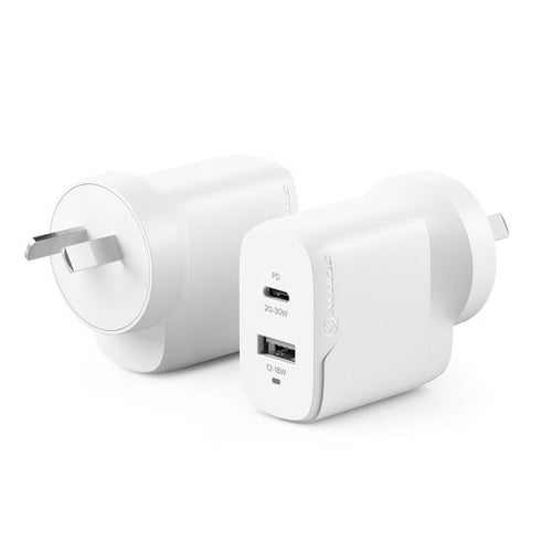 2x32 Rapid Power 2 Port 32W USB-C GaN Wall Charger - White